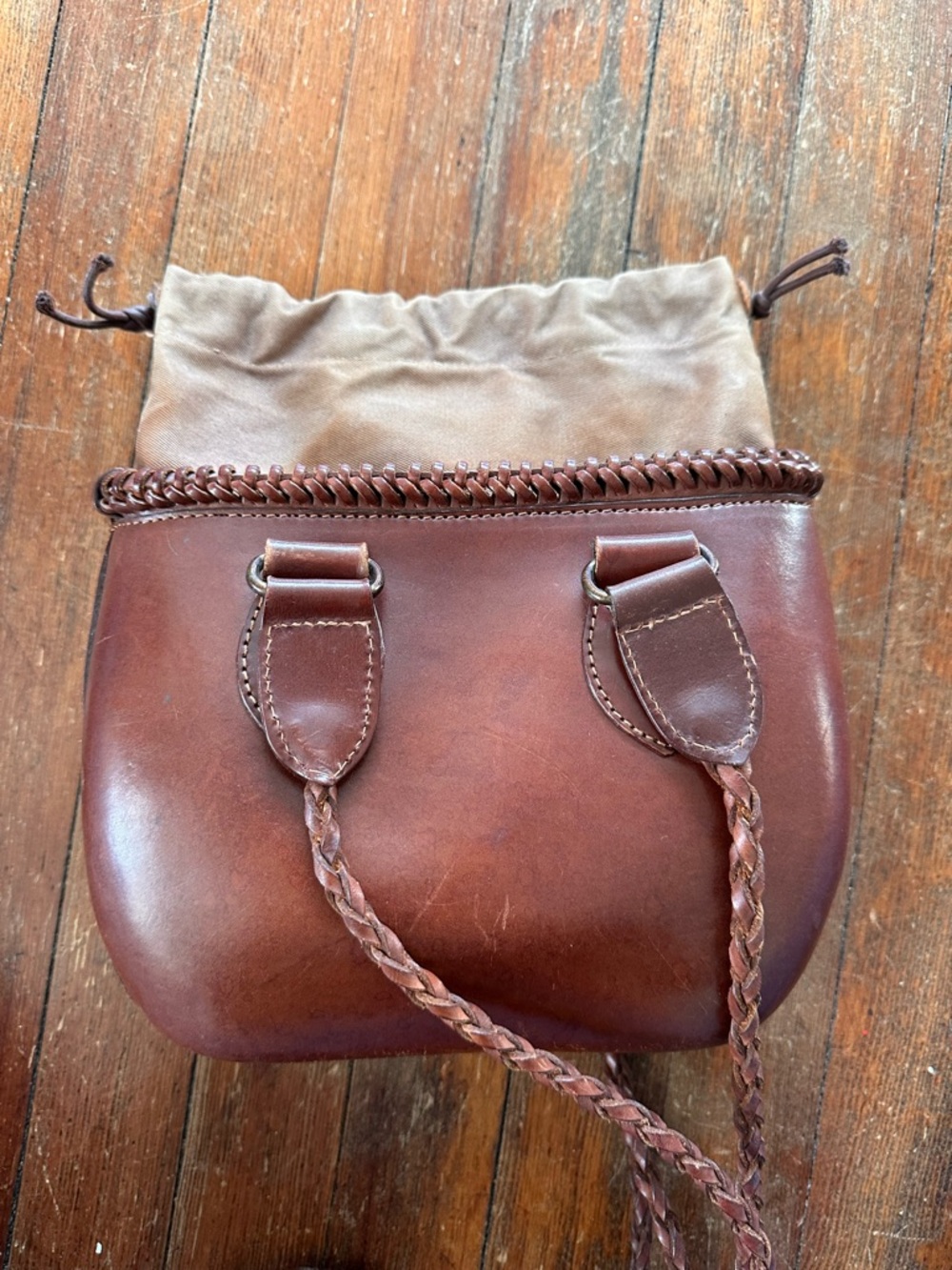 Vintage Cadi made in Italy Brown Leather Drawstring Crossbody festival Bag